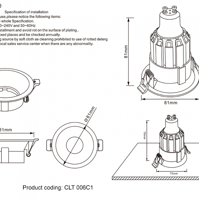 Светильник Crystal Lux CLT 006C1 WH